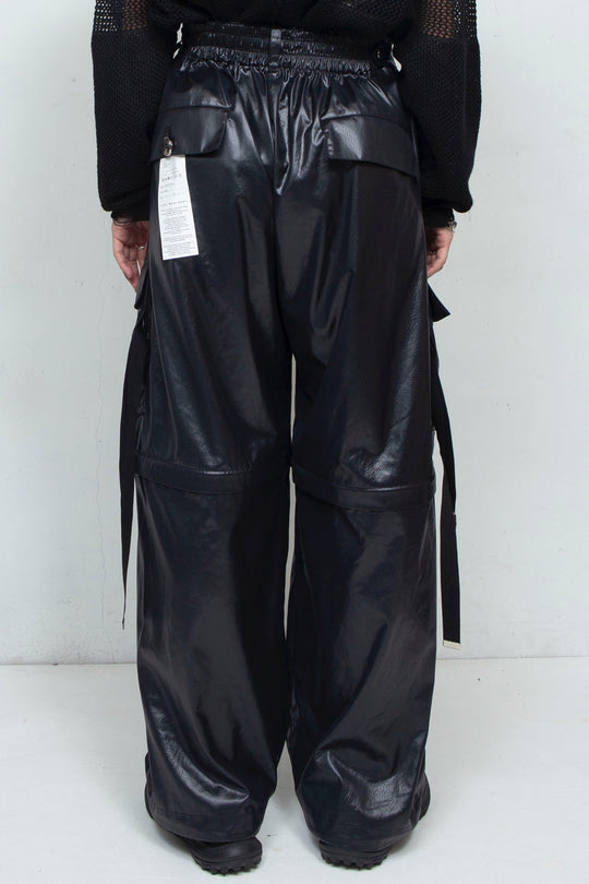 Fake-fake Leather Detachable Cargo Pants BLACK