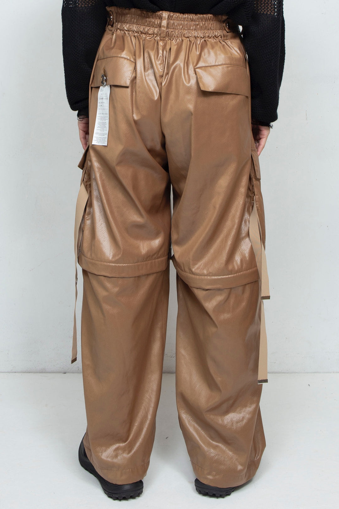 Fake-fake Leather Detachable Cargo Pants BROWN