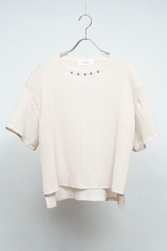 Pleats-like T-shirt IVORY