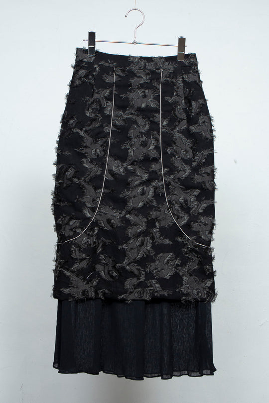 Bloom Jacquard Pencil Skirt BLACK