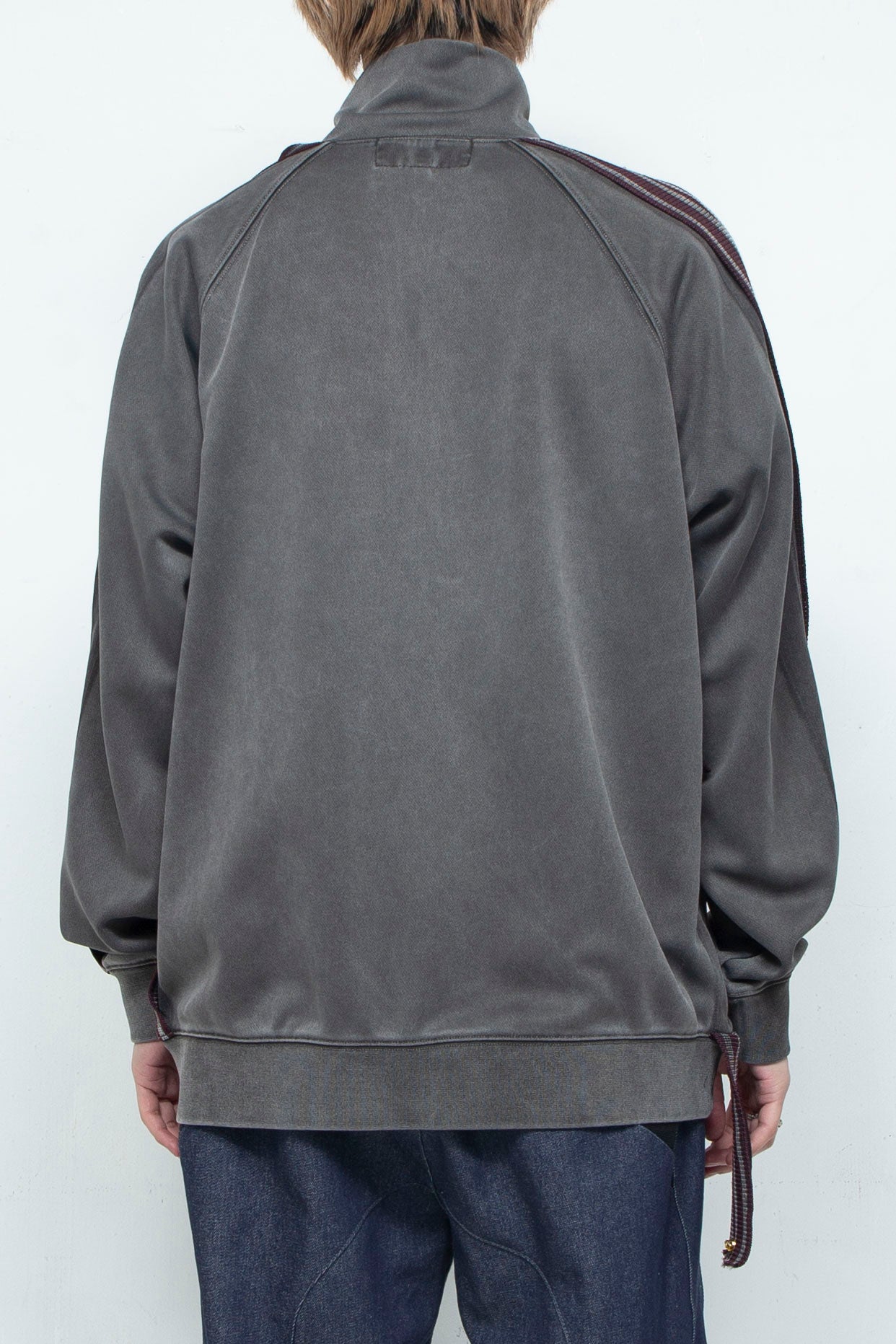 PIGMENT-DYED DISTRESSED TRACK JACKET GRAY / bodysong