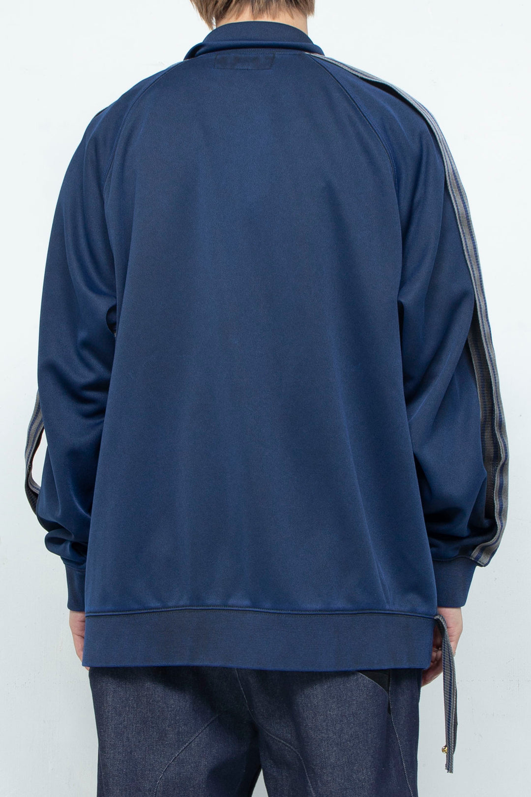 PIGMENT-DYED DISTRESSED TRACK JACKET BLUE