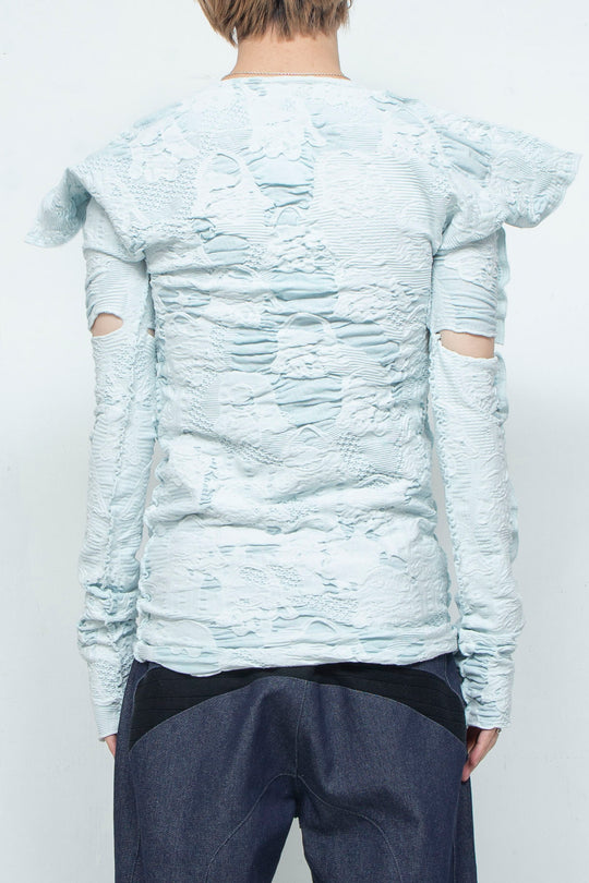 SEAMLESS DEFORMED THIN KNIT/COMPLEX BLUE