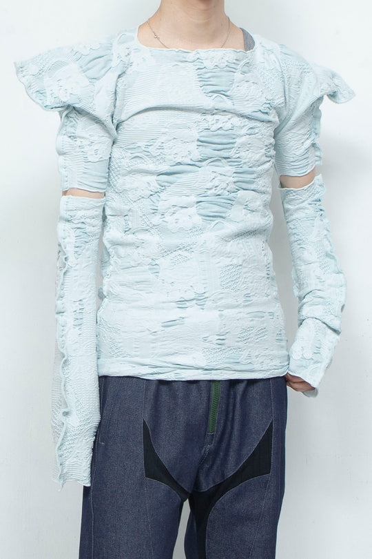 SEAMLESS DEFORMED THIN KNIT/COMPLEX BLUE