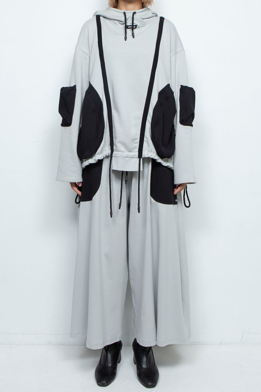 WIDE GREY RIB PANTS