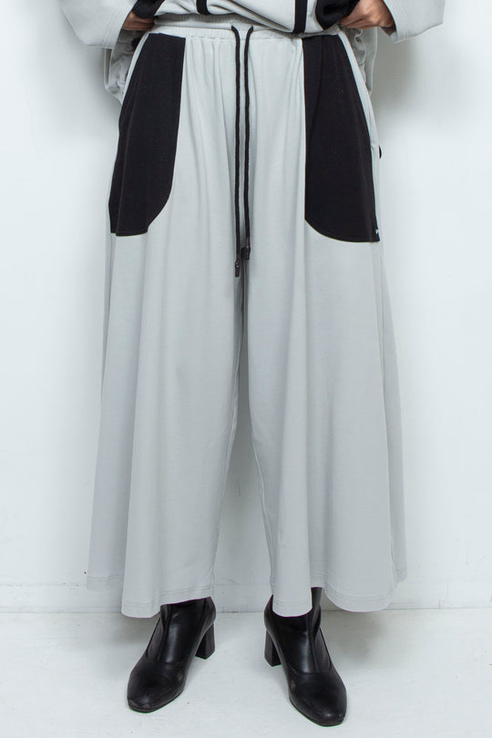 WIDE GREY RIB PANTS