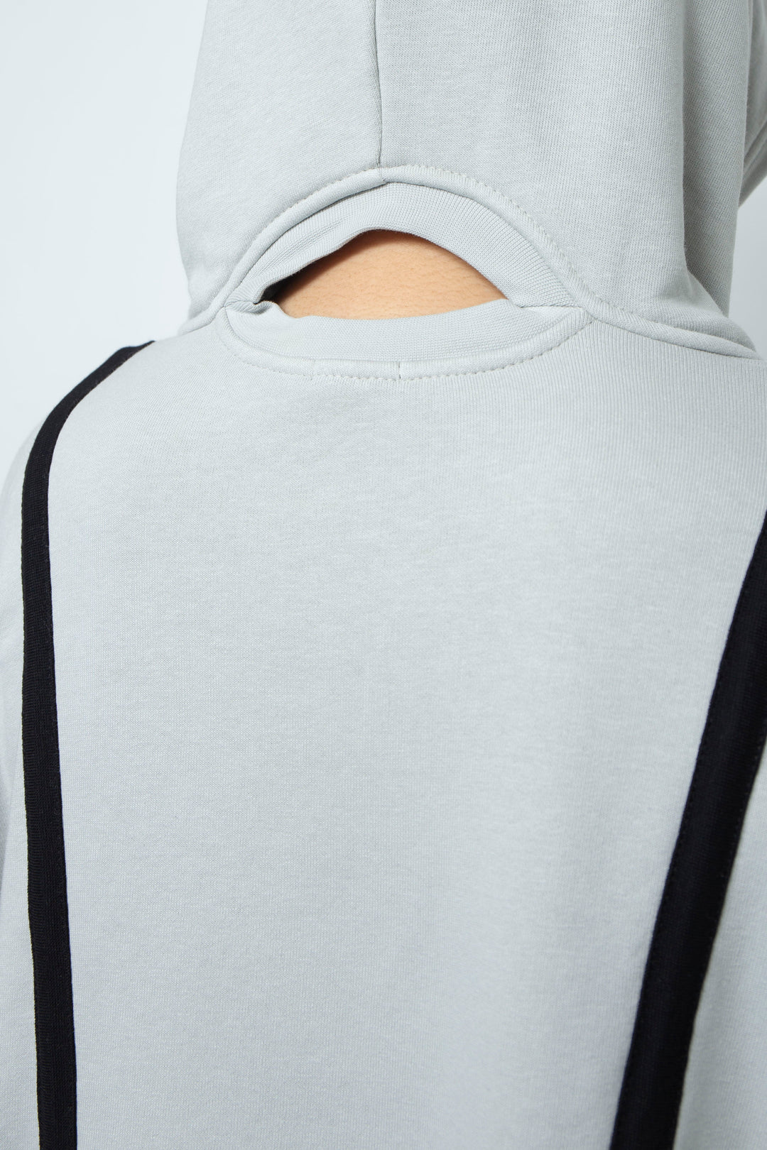 OVERSIZED HOODED GATHERED DRAWSTRINGS GREY SWEATSHIRT