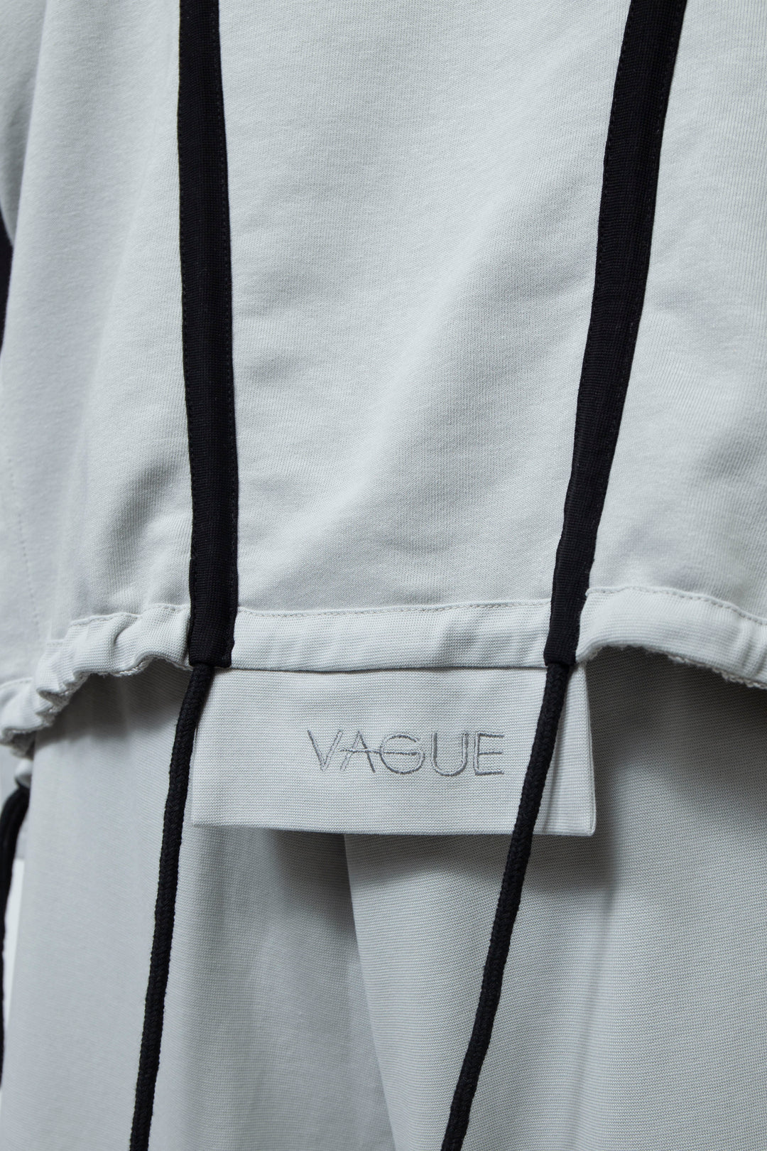 OVERSIZED HOODED GATHERED DRAWSTRINGS GREY SWEATSHIRT