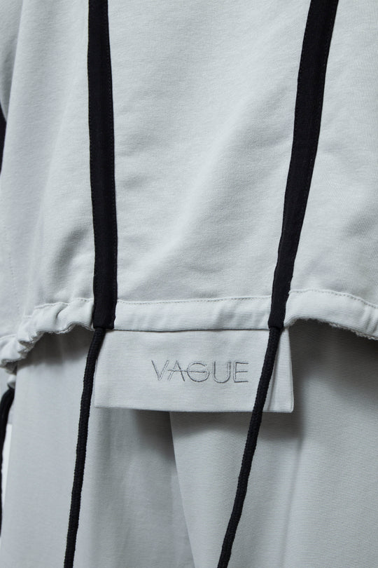 OVERSIZED HOODED GATHERED DRAWSTRINGS GREY SWEATSHIRT