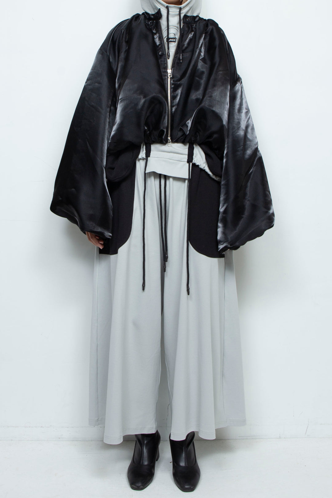 BLACK LIQUID CROPPED BOMBER JACKET
