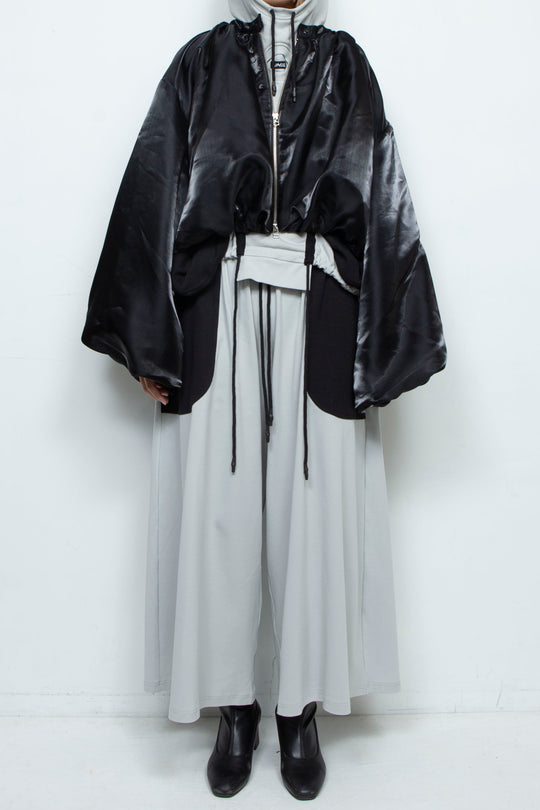 BLACK LIQUID CROPPED BOMBER JACKET
