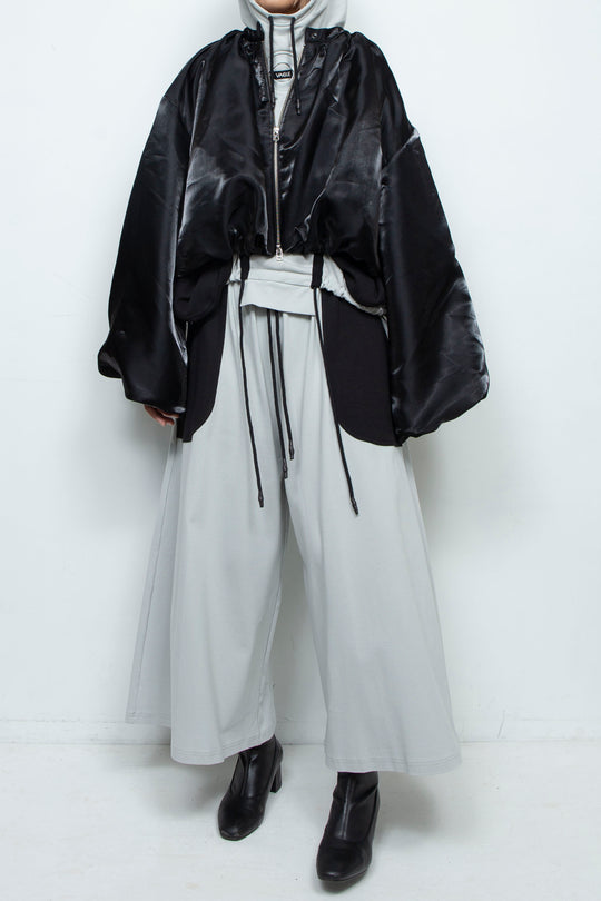 BLACK LIQUID CROPPED BOMBER JACKET