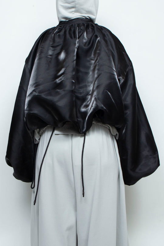 BLACK LIQUID CROPPED BOMBER JACKET