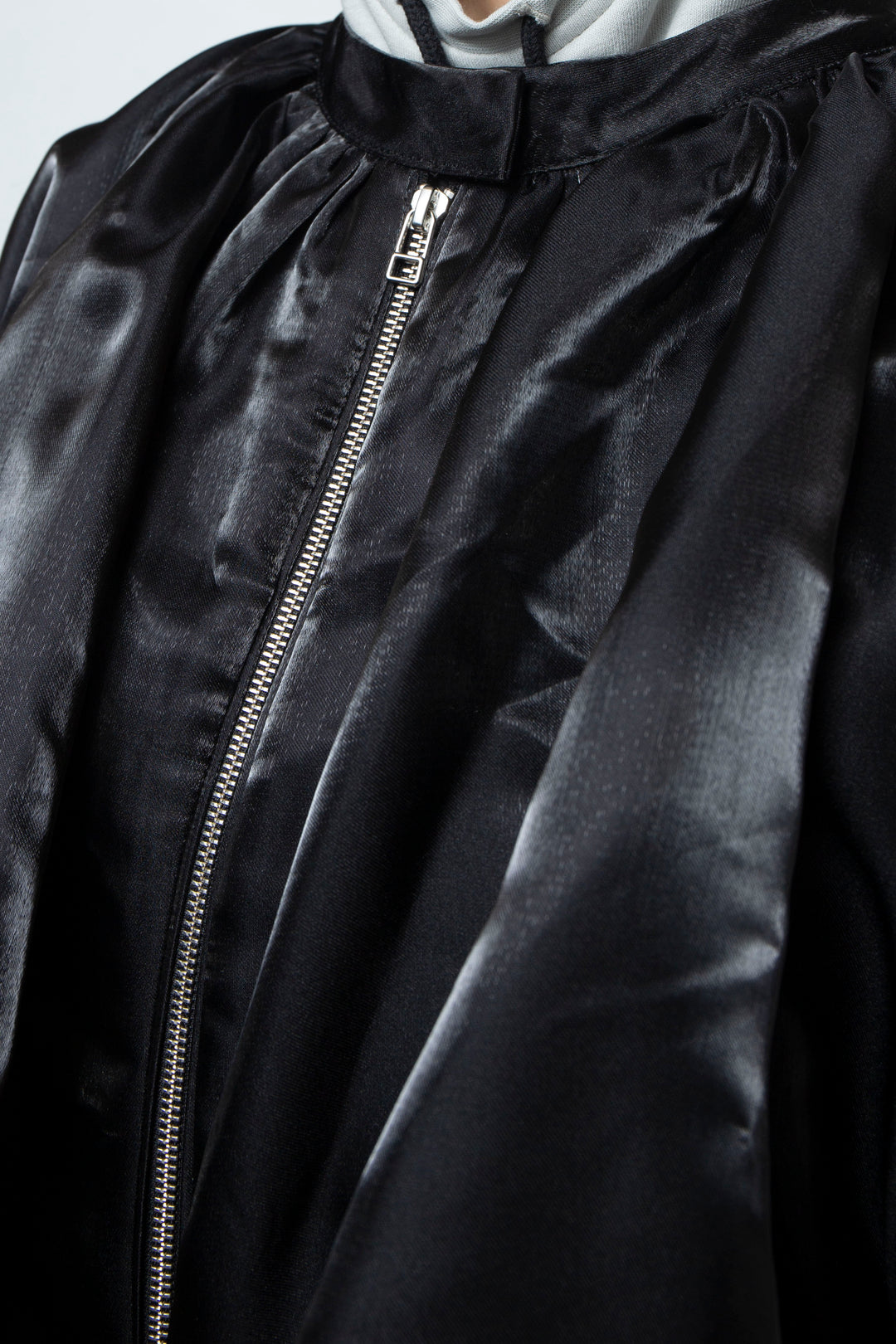 BLACK LIQUID CROPPED BOMBER JACKET