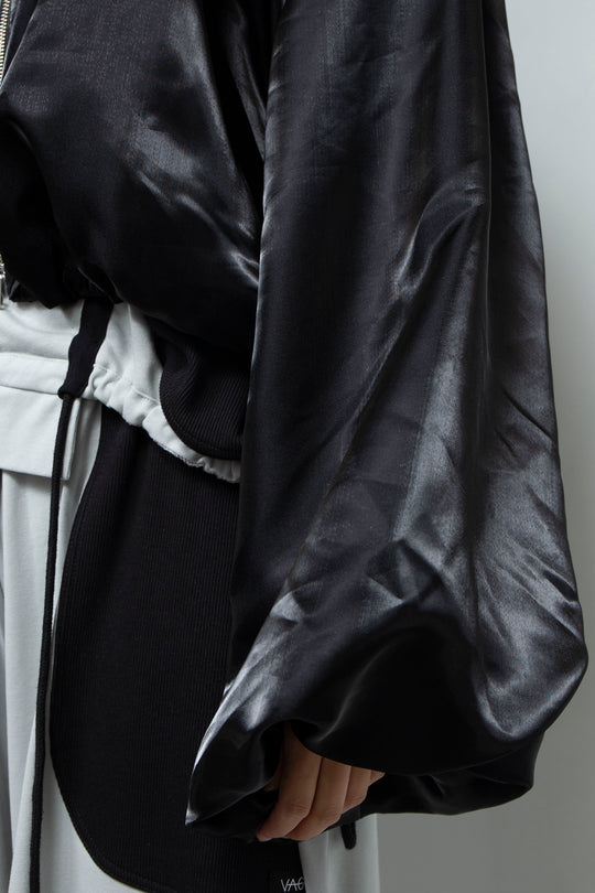 BLACK LIQUID CROPPED BOMBER JACKET