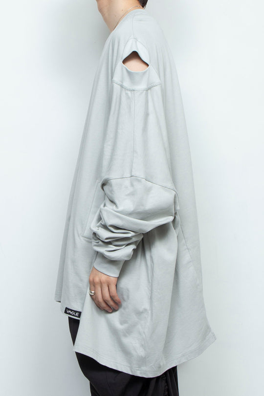 LOOSE-FITTING LIGHT GREY JERSEY OVERSIZED TUNIC