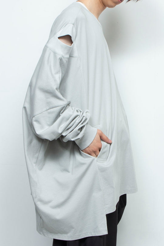 LOOSE-FITTING LIGHT GREY JERSEY OVERSIZED TUNIC