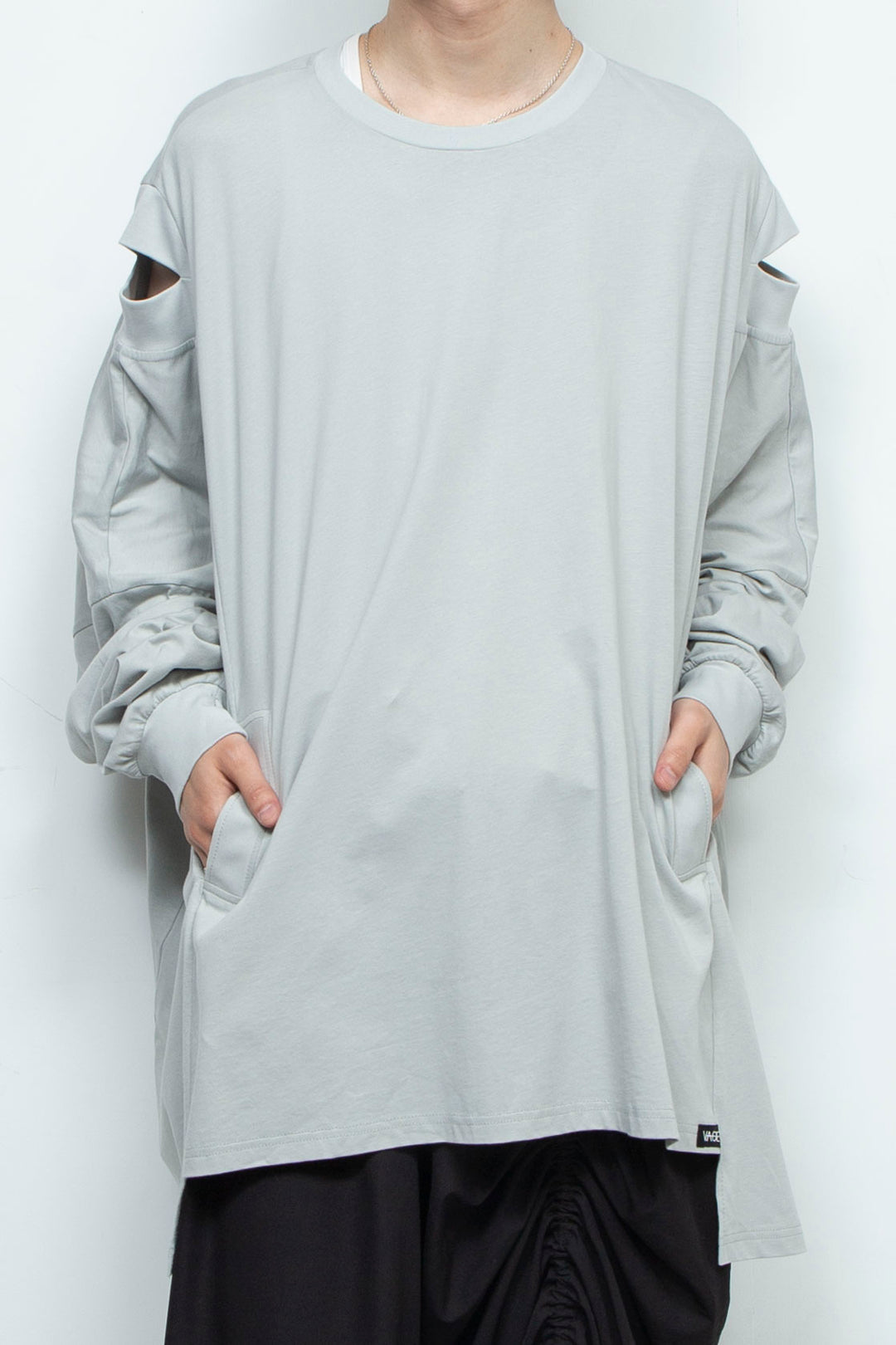 LOOSE-FITTING LIGHT GREY JERSEY OVERSIZED TUNIC