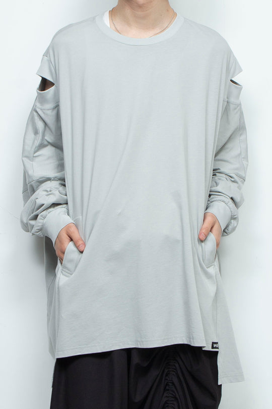 LOOSE-FITTING LIGHT GREY JERSEY OVERSIZED TUNIC