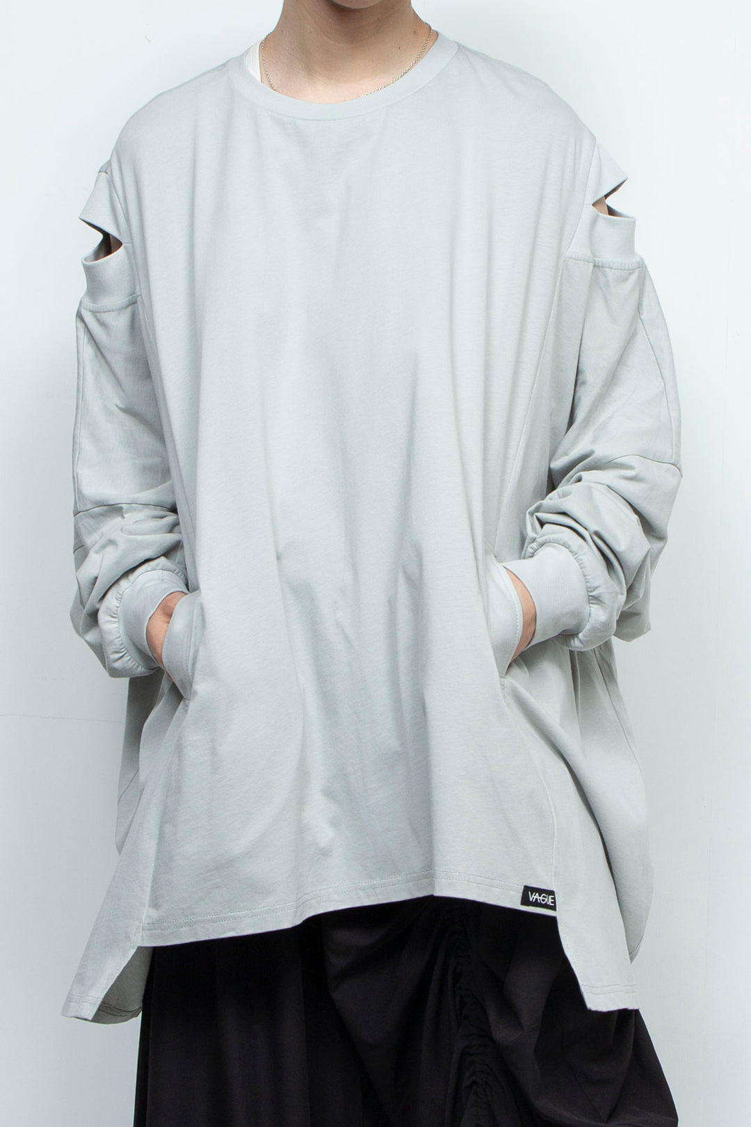LOOSE-FITTING LIGHT GREY JERSEY OVERSIZED TUNIC