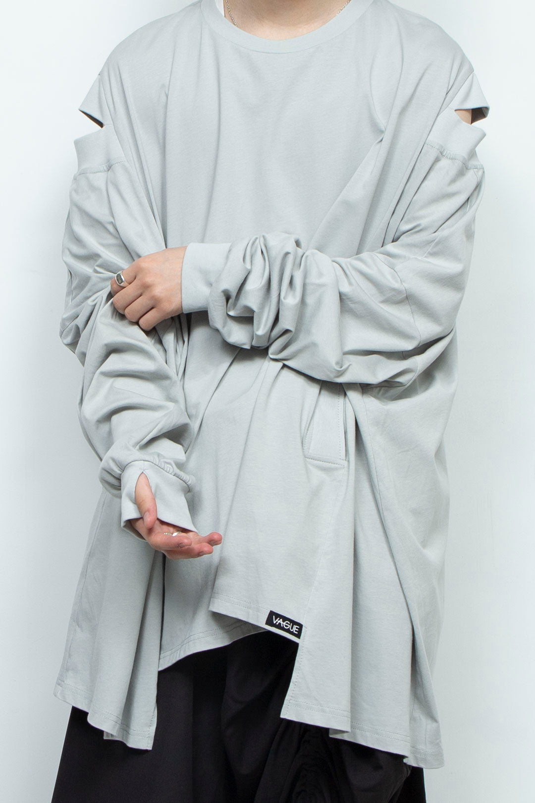 LOOSE-FITTING LIGHT GREY JERSEY OVERSIZED TUNIC