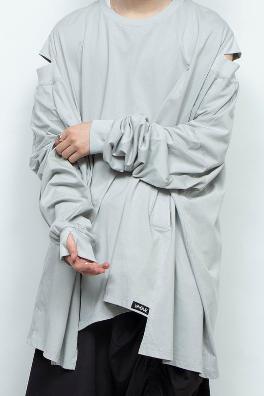 LOOSE-FITTING LIGHT GREY JERSEY OVERSIZED TUNIC
