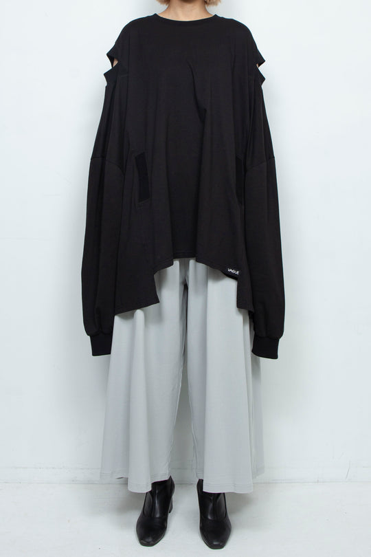 LOOSE-FITTING BLACK JERSEY OVERSIZED TUNIC