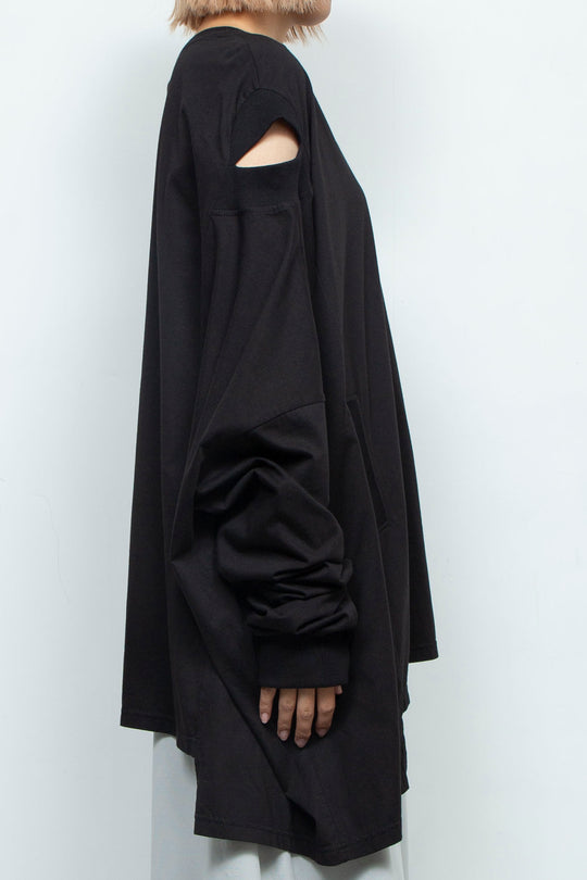 LOOSE-FITTING BLACK JERSEY OVERSIZED TUNIC