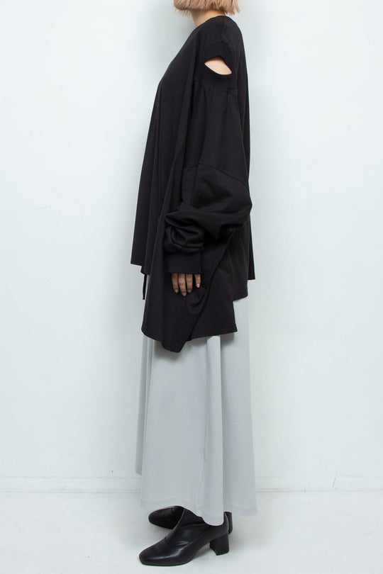 LOOSE-FITTING BLACK JERSEY OVERSIZED TUNIC