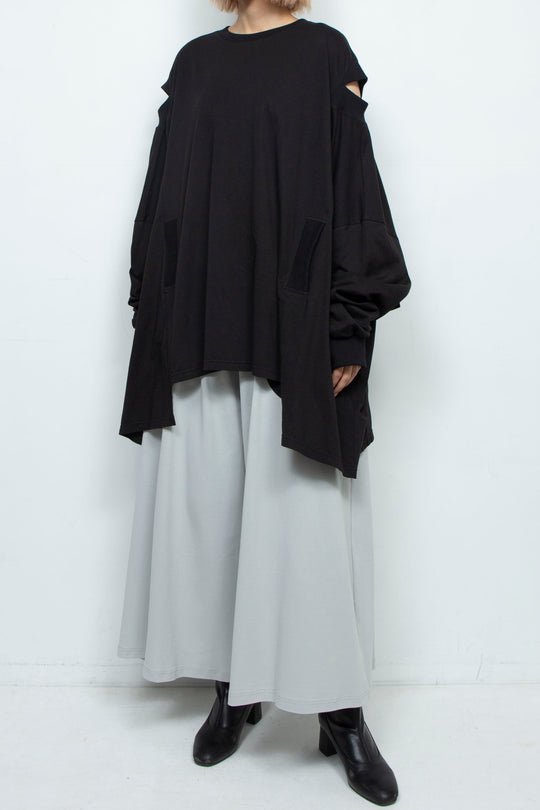 LOOSE-FITTING BLACK JERSEY OVERSIZED TUNIC