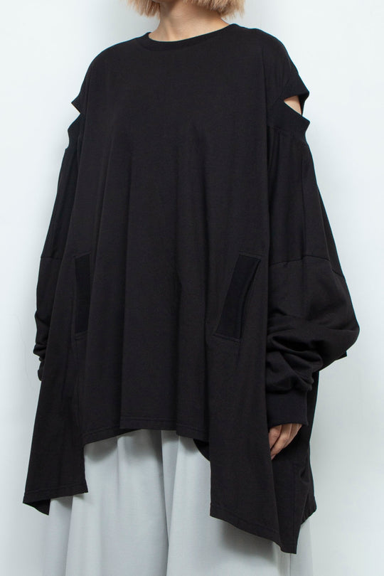 LOOSE-FITTING BLACK JERSEY OVERSIZED TUNIC
