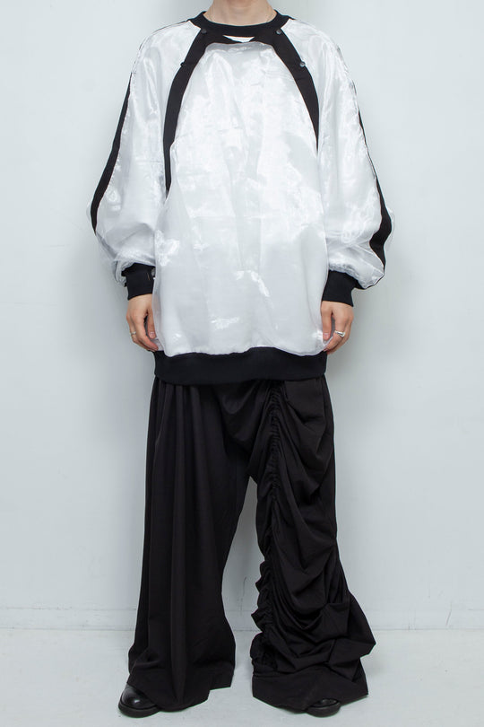 WHITE LAYERED ORGANZA SWEATSHIRT