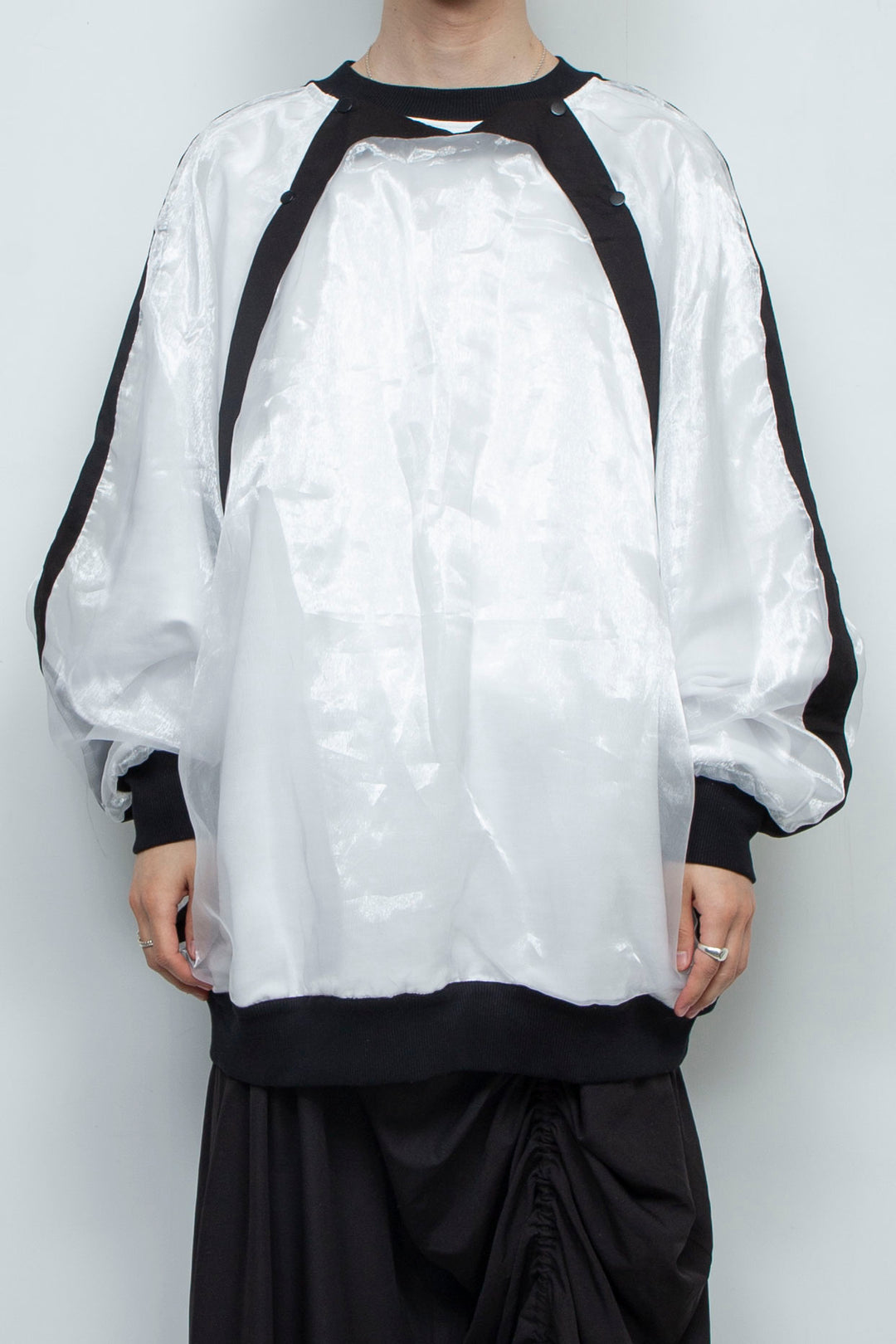 WHITE LAYERED ORGANZA SWEATSHIRT