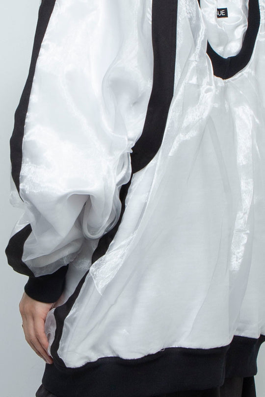 WHITE LAYERED ORGANZA SWEATSHIRT