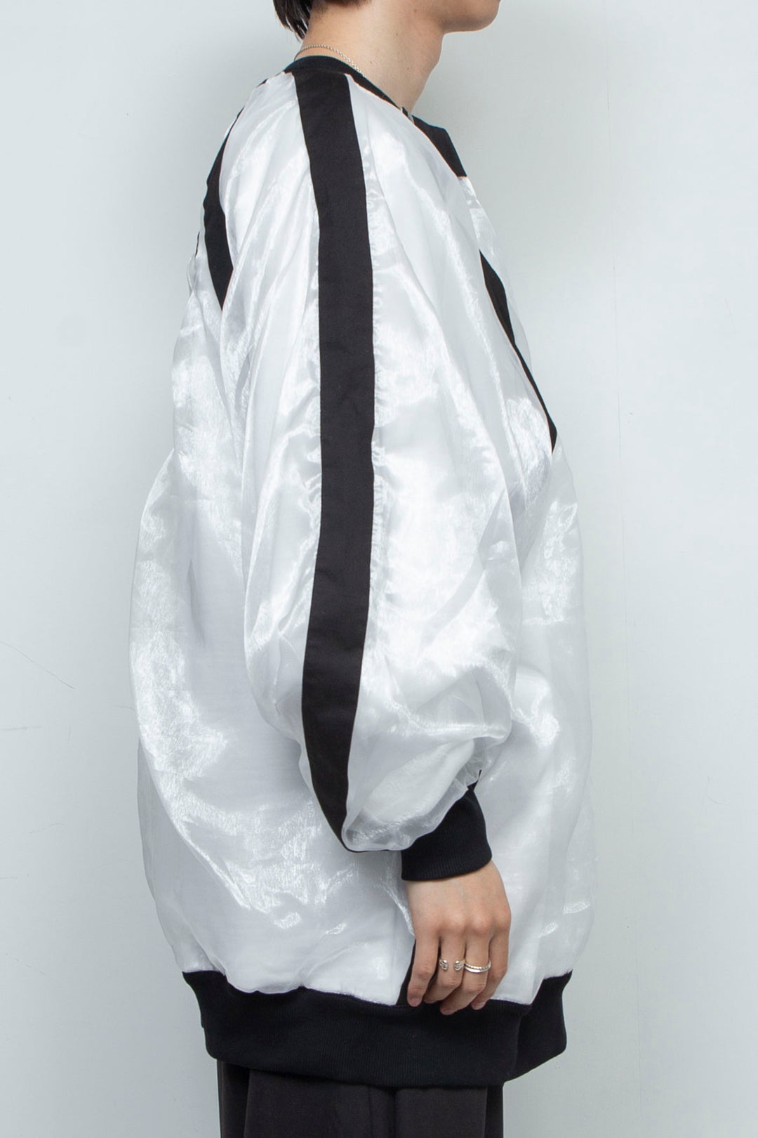 WHITE LAYERED ORGANZA SWEATSHIRT