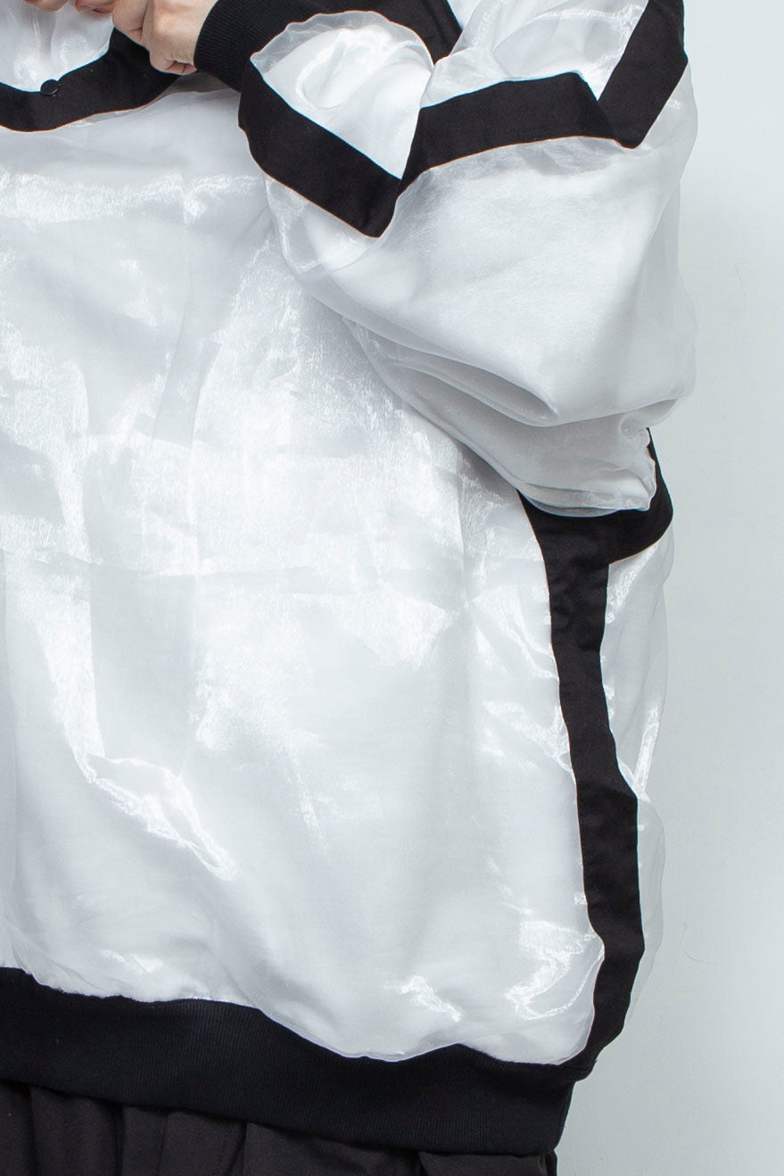 WHITE LAYERED ORGANZA SWEATSHIRT