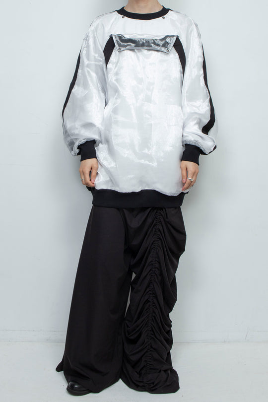 WHITE LAYERED ORGANZA SWEATSHIRT
