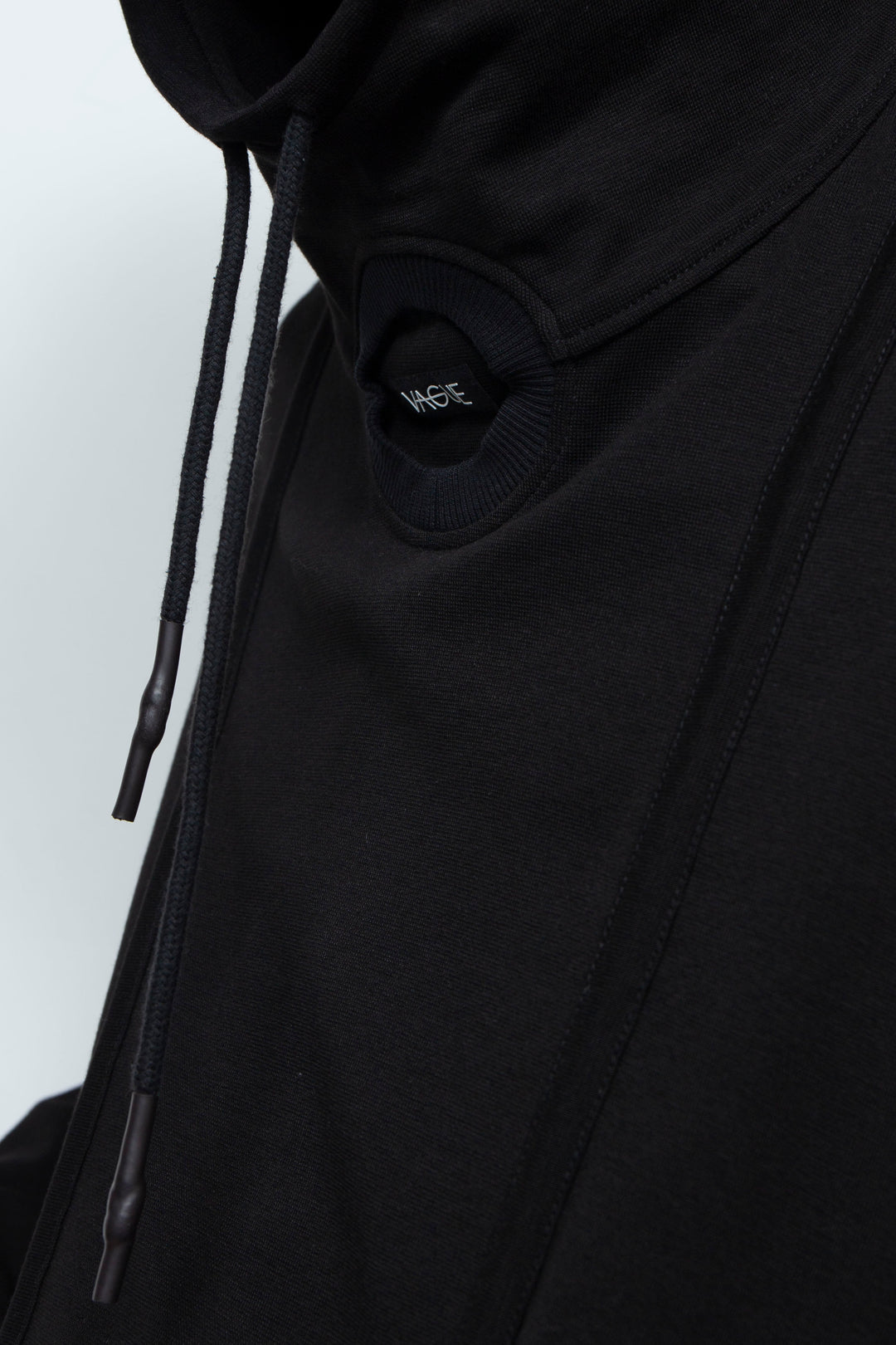 BLACK OVERSIZED HOODED GATHERED DRAWSTRINGS SWEATSHIRT