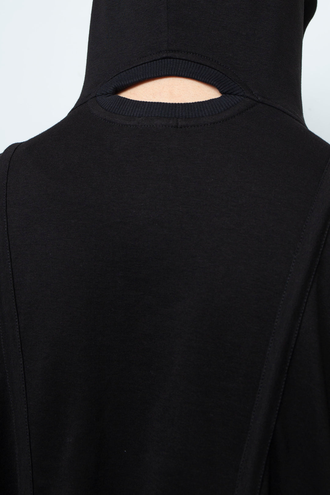BLACK OVERSIZED HOODED GATHERED DRAWSTRINGS SWEATSHIRT