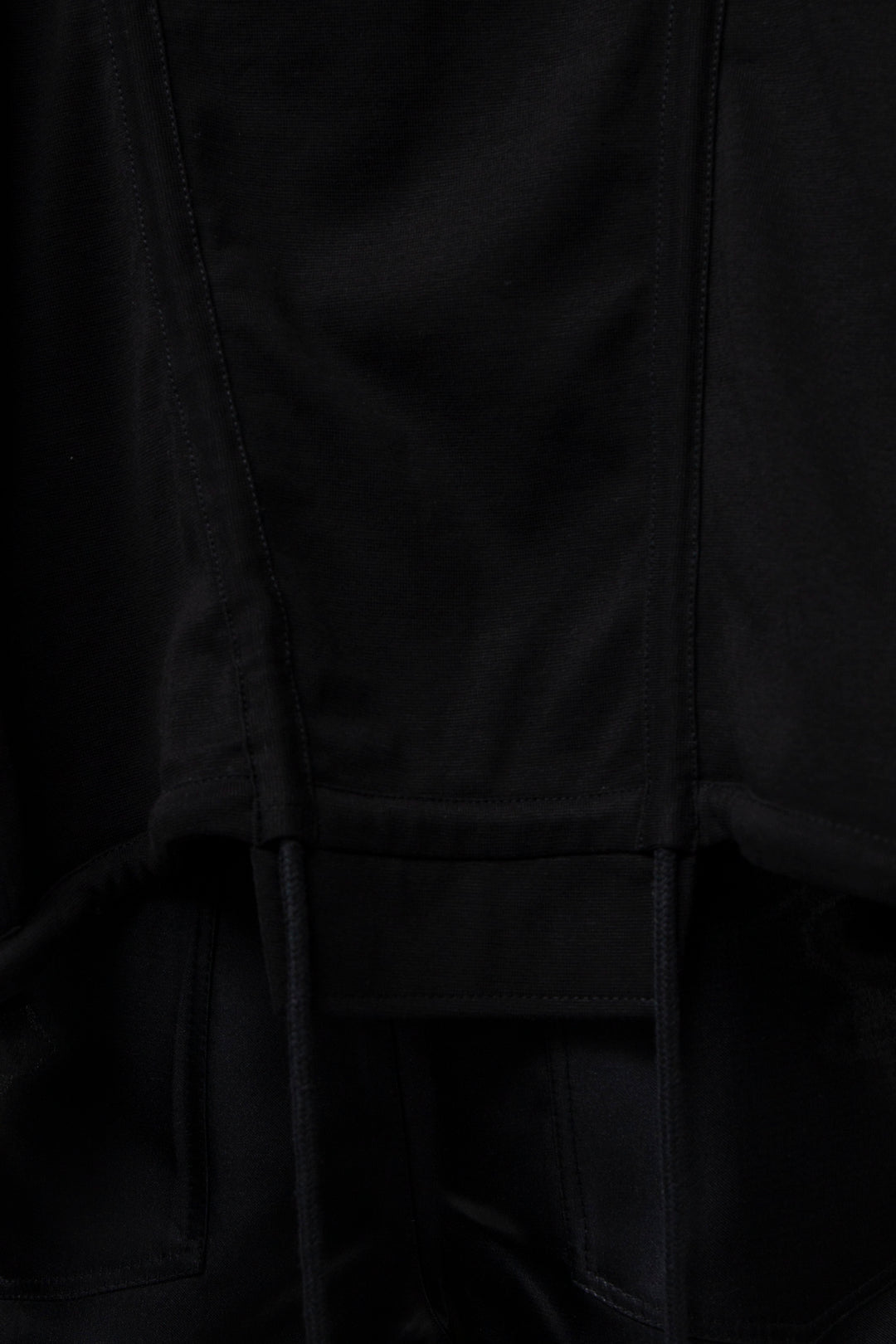 BLACK OVERSIZED HOODED GATHERED DRAWSTRINGS SWEATSHIRT