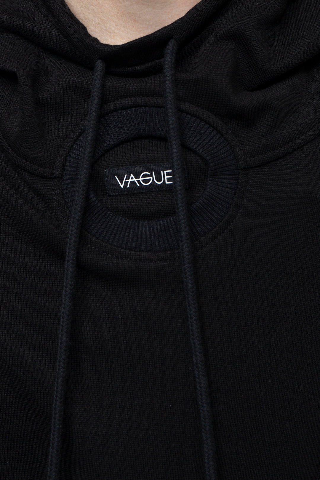 BLACK OVERSIZED HOODED GATHERED DRAWSTRINGS SWEATSHIRT