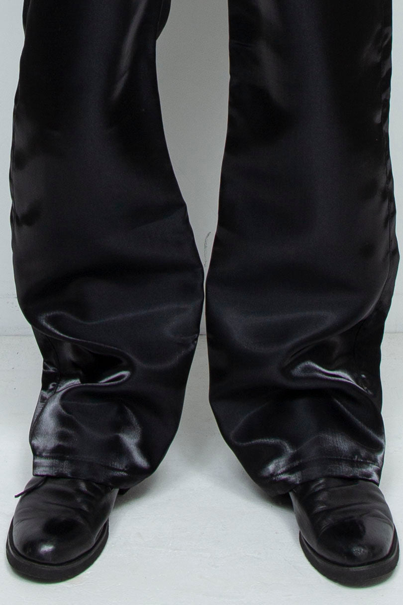BLACK LIQUID METAL STRAIGHT LEG TROUSERS