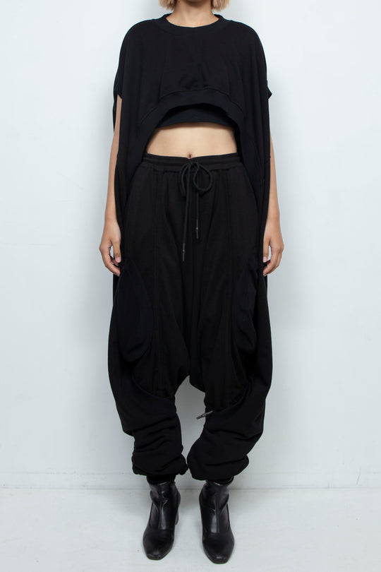 BLACK OVERSIZED TRANSFORMER CROPPED SWEATSHIRT
