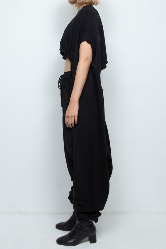 BLACK OVERSIZED TRANSFORMER CROPPED SWEATSHIRT