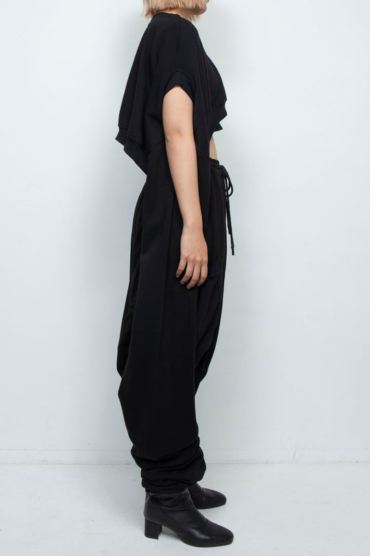BLACK OVERSIZED TRANSFORMER CROPPED SWEATSHIRT