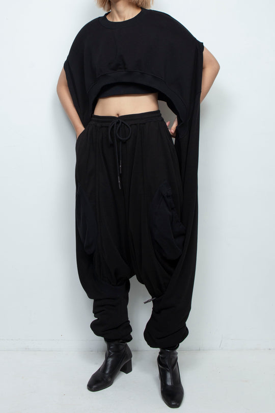BLACK OVERSIZED TRANSFORMER CROPPED SWEATSHIRT
