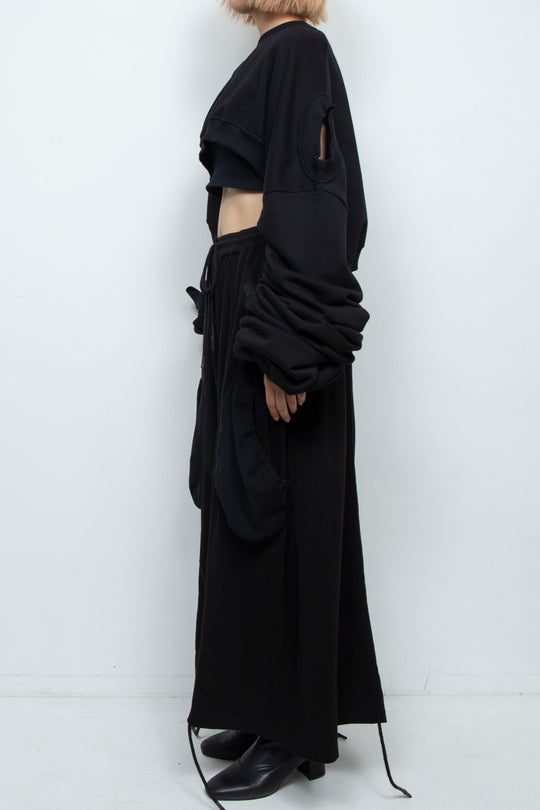 BLACK OVERSIZED TRANSFORMER CROPPED SWEATSHIRT