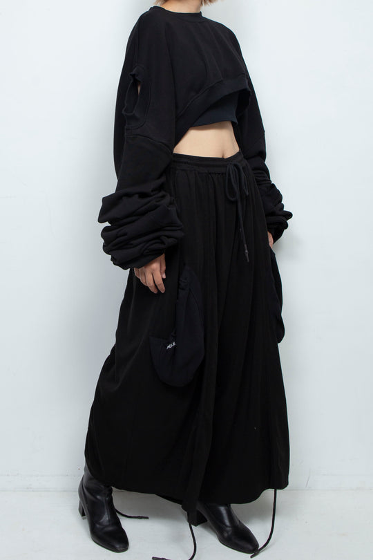 BLACK OVERSIZED TRANSFORMER CROPPED SWEATSHIRT