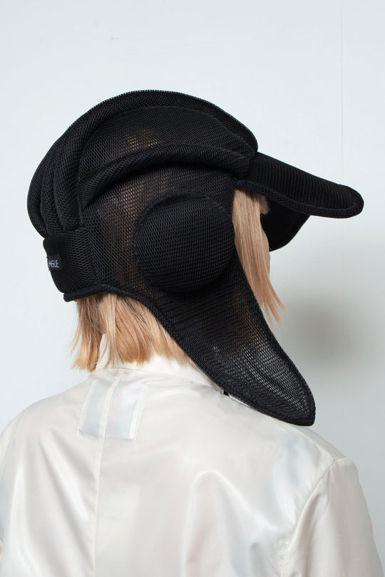 BLACK MESH AVIATOR PILOT CAP