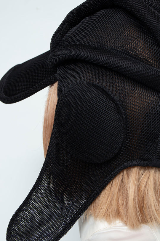 BLACK MESH AVIATOR PILOT CAP
